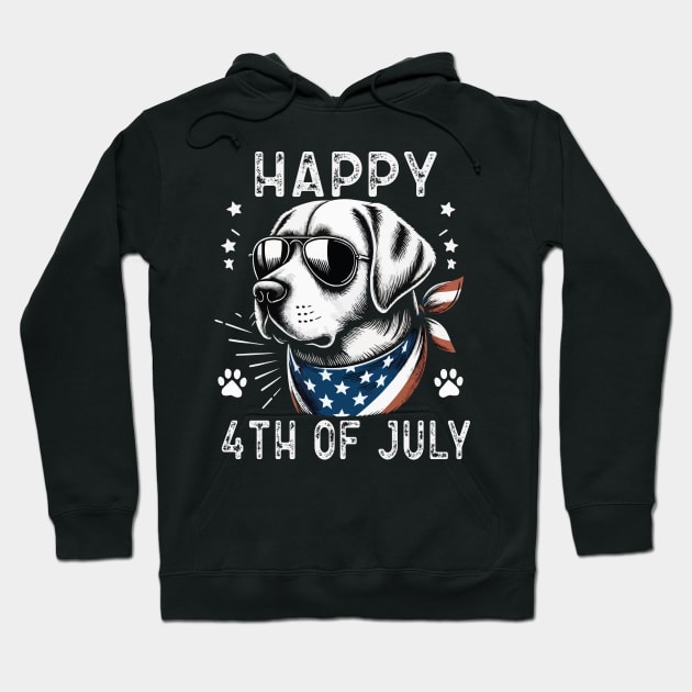 Happy 4th of July Patriotic American Flag Labrador Retriever Hoodie by JUST PINK